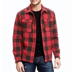 OLD NAVY GAP Wool Jacket Overshirt Flannel Chore Work Buffalo Plaid Check S-M - Picture 1 of 10
