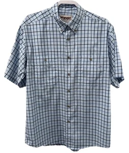 Camisa de algodón Wrangler resistente azul manga corta a cuadros resistente a las arrugas para hombre L - Imagen 1 de 14
