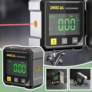 `Woodworking Tools 4-sided Magnetic Dual Laser Inclinometer Digital Laser Level⭐ - Picture 1 of 15