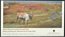 2005P OFFICIAL FIRST DAY 25 CENT COIN - CARIBOU - Sealed in Orig. Pkg.