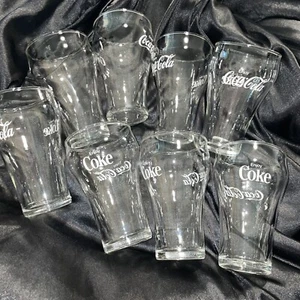 VINTAGE COCA COLA GLASSES  8 Small I Missing Logo. See Photos - Picture 1 of 10