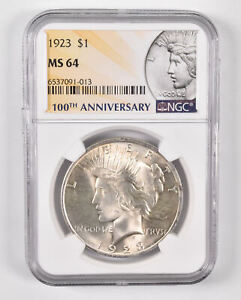 1923 MS64 Peace Silver Dollar 100th Anniv 2021 Special Lbl NGC *0720