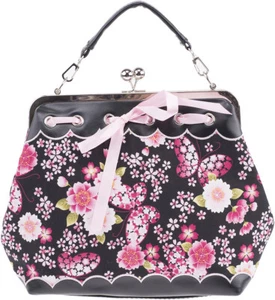 Küstenluder «SARA CHERRY BLOSSOM» Vintage Kisslock Pin Up Handtasche Rockabil - Bild 1 von 3