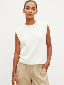 Velvet by Graham & Spencer Aster Cotton Blend Ivory Sleeveless Top Sweater Small - Picture 1 of 3