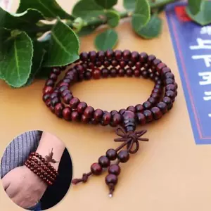 Sandalwood Bead Necklace Mala Buddhist Buddha Meditation 108 Prayer Bracelet NEW - Picture 1 of 6