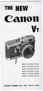 The New Canon VT 1950's Rangefinder Camera / Lens / Accessories Brochure - Picture 1 of 7