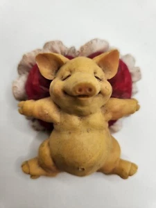 Pigsville - by Ganz - Pig Relaxing On Heart Shaped Pillow - Picture 1 of 4