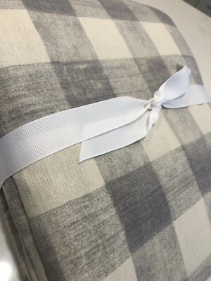 Edredón Pottery Barn Rhett Check KING/Cal KING + 3 fundas de almohada EURO ~ gris ~ NUEVO Foto 1 de 3