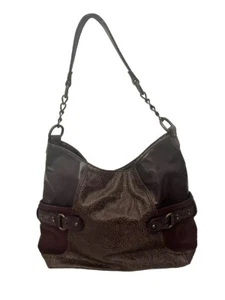 Rare Purple Embroidered Nine West Boho Large Shoulder Bag Brass Accents Cowgirl - Picture 1 of 12