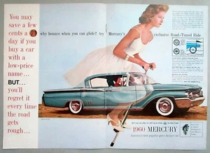 Mercury Montclair 1960 ""Lady on Pogo Stick"" anuncio impreso original de 2 páginas - Imagen 1 de 1