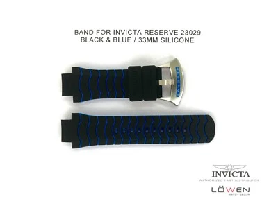 Auténtica correa de reloj Invicta Reserve 23029 silicona negra y azul 33 mm Foto 1 de 3