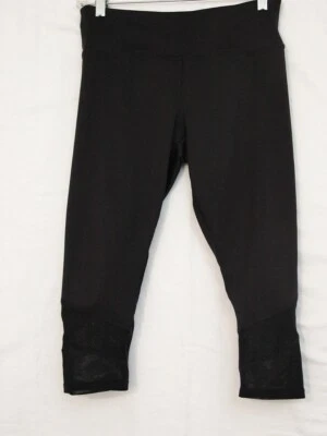 FOREVER 21 Crop Leggings Black Leg Hem Mesh M - Image 1 of 4