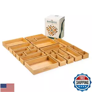 Grow Forward Bamboo Drawer Organizer Boxes - Set of 21 Wooden Drawer Organize - Picture 1 of 5