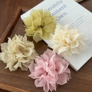 UK 5x DIY Chiffon Rose Flower Appliques Clothing Sewing Mesh Flower Accessories - Picture 1 of 7