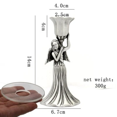 2 piezas Candelabro con Estatua de Ángel/con Bobeche para Católicos (Color Plata) Foto 1 de 2