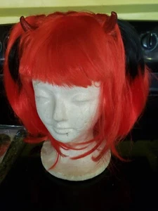Widow Spider Pixie Demons Devils Wig Black Red Halloween Costume Accessory NIP - Picture 1 of 5