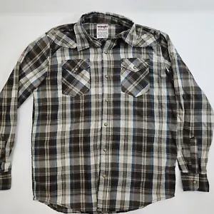 Wrangler Herren Medium Pearl Snap Western Hemd blau kariert Flanell - Bild 1 von 5
