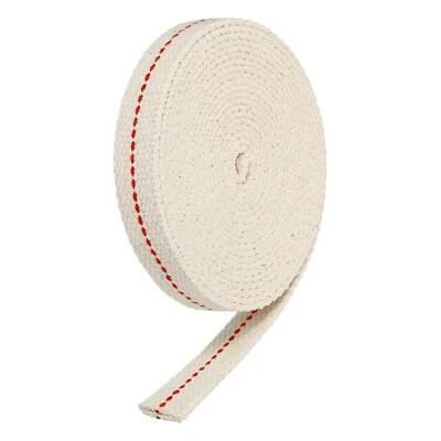 Algodón Aceite Lámpara Mecha 5/8 Pulgadas Plano Ancho 3 Metros con Roja Puntada - Imagen 1 de 4