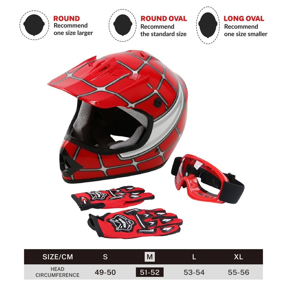 DOT Youth Kids Helmet Dirt Bike ATV Motocross Off-Road S/M/L/XL Goggles Gloves - Image 1 of 4