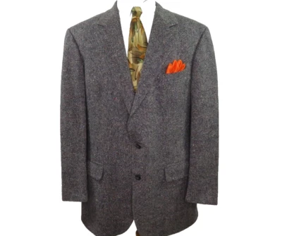 Chaqueta Blazer Abrigo Deportivo Brooks Brothers Para Hombres Tweed Negra Moteada 45 L Usada en Excelente Condición EE. UU. Foto 1 de 4