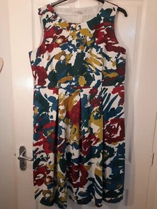 SEASALT CORNWALL LADIES LYONESS PAINTERLY FLORAL DRESS SIZE 18 100% COTTON VGC - Picture 1 of 24