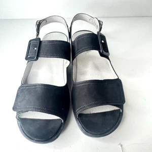 Waldläufer Heliett schwarze Damen-Leder-Wildledersandalen Größe 6,5 Schuhe offene Zehenpartie - Bild 1 von 11
