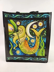 Oceanica Julie Paschkis Shopping Tote Reusable Folk Art Mermaid Octopus 14"x16" - Picture 1 of 9