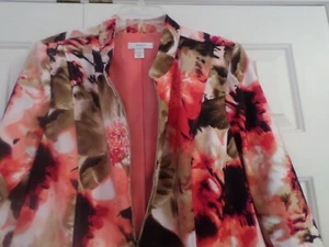 Ladies Size 2X CJ Banks Lined Polyester Zip Front Jacket Watercolor Floral - Picture 1 of 6
