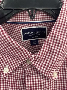 NWT Charles Tyrwhitt  Button Dn. Raspberry Pink Mini Gingham Sz Large Slim Shirt - Picture 1 of 10