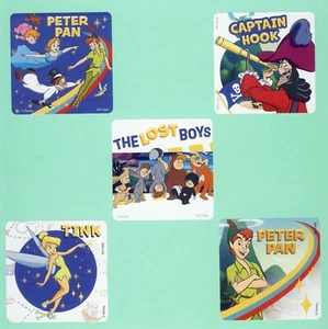 15 Peter Pan Large Stickers - Party Favors - Captain Hook, Tinkerbell, Lost Boys - Picture 1 of 1