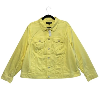Chaqueta de Jean Talbots Botón Frontal Nueva con Etiquetas Para Mujer Talla 2X Amarillo Miel Cítrico Brillante Foto 1 de 4