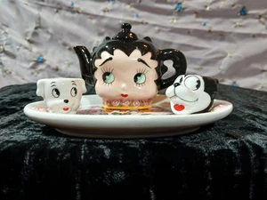 Betty Boop Bed of Rose Miniatur Teeservice mit Pudgy & Felix, von Vandor, MIB, selten - Bild 1 von 9