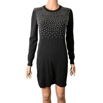 Michael Michael Kors Studded Mini Sweater Dress S Sexy Glam Wedding Guest Luxe - Image 1 of 4