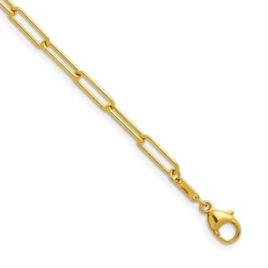 14k Yellow Gold Polished 3.4mm Solid Paperclip Link Chain Necklace 18" 9.8gm - Picture 1 of 6