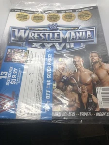 Sealed WWE WrestleMania XXVII Magazine April 2011 The Rock John Cena Triple H - Imagen 1 de 2