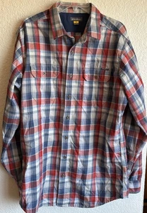 Eddie Bauer Travex Flannel Mens TL Blue/Red Tartan Long Sleeve Button Up Shirt - Picture 1 of 4