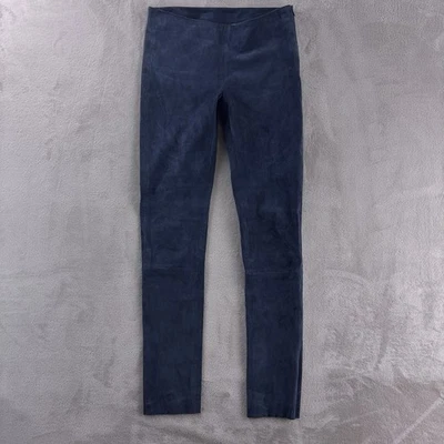 Pantalones de gamuza Kiton For Axels para mujer talla 40 cuero de cordero azul elástico de lujo Foto 1 de 4