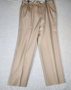 VTG El Corte Ingles Boutique Burberry Spain 35X31 Poly/Wool Khaki Dress Pants - Picture 1 of 12