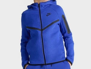 Nike Sportswear Big Kids Sz S Tech Fleece Hoodie Blue Black HV5867 480 - Picture 1 of 3