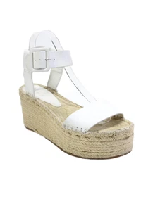 Vince Womens Leather Ankle Strap Espadrille Platform Heels Shoes White Size 8M - Picture 1 of 6