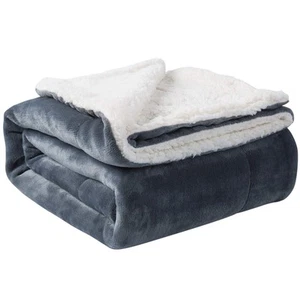 Sherpa Blanket Warm Blankets for Winter Super Soft Fuzzy Flannel Fleece/Wool ... - Picture 1 of 8