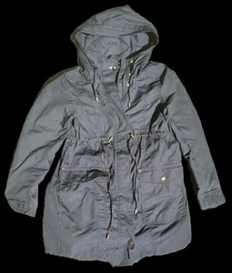 H&M Mama Maternity Jacket Women's XS Hooded Utility Coat Military Brass Accents - Picture 1 of 6