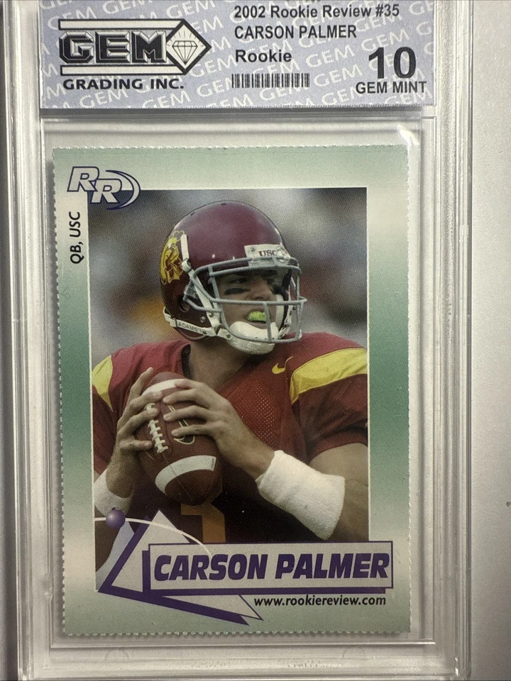 Tarjeta de novato Carson Palmer #35 Rookie Review 2002 graduada gema como nueva 10 Foto 1 de 2