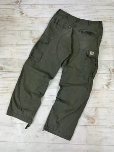 Vintage Carhartt Wip Cargo Hose Work Distrissed Faded Herren Gr. 34/32 grün - Bild 1 von 18