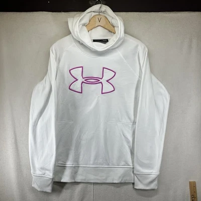 Sudadera con Capucha Under Armour Para Mujer XL Blanca Rosa Logo ColdGear Pullover Atlético - Imagen 1 de 4