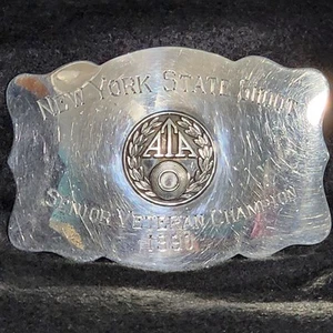 Kirk Stieff Belt Buckle Silverplate NY State Shoot Sr Veteran Champion Trophy - Picture 1 of 9