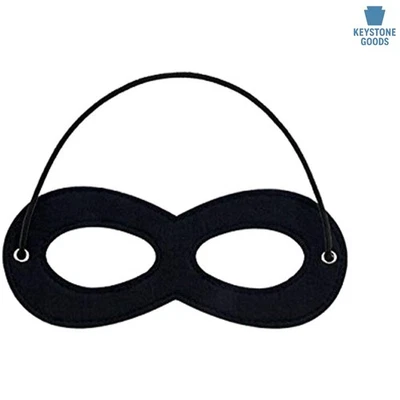 Soft Black Superhero Felt Half Mask with Adjustable Elastic - Ideal for Parties - Image 1 of 3