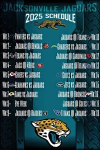 JACKSONVILLE JAGUARS 2025 NFL Football Schedule GLOSSY DECAL 7" x 11" - Picture 1 of 1