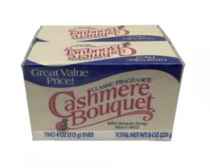 Cashmere Bouquet Vintage New Old Stock 4oz Mild Beauty Bar Soap Set of 2 - Picture 1 of 4