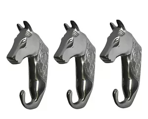 Metal Horse Head Wall Coat Hook Lot of 3 Pieces 4 inches Hooks a/u - Picture 1 of 4
